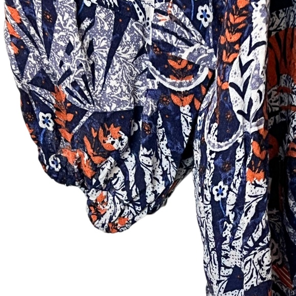 Maeve By Anthropologie Cathy Pleated Blouse with Blue and Orange Jungle Print XS - Picture 13 of 16